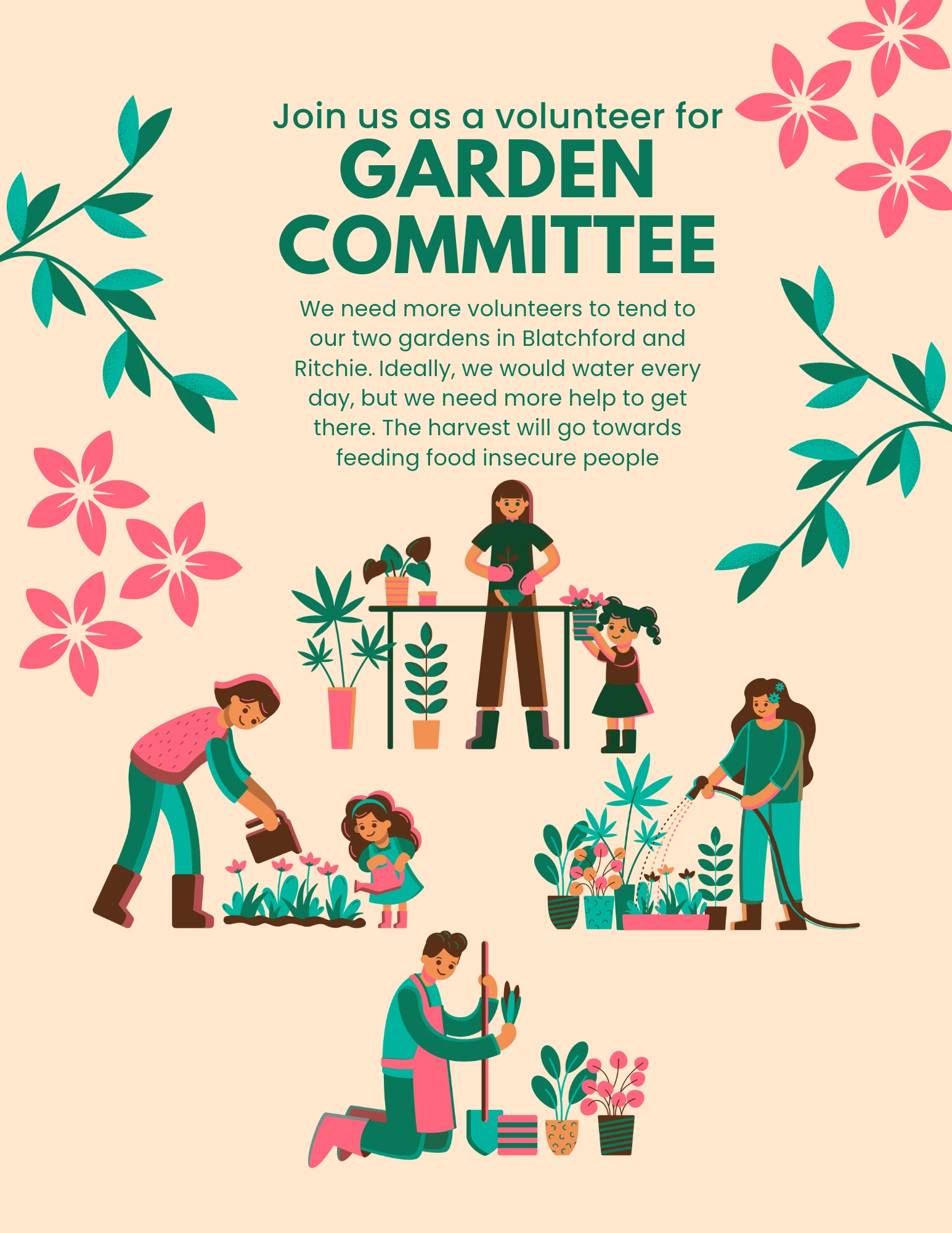 Join us as a volunteer for Garden Committee. We need more volunteers to tend to our two gardens in Blatchford and Ritchie. Ideally, we would water every day, but we need more help to get there. The harvest will go towards feeding food insecure people
